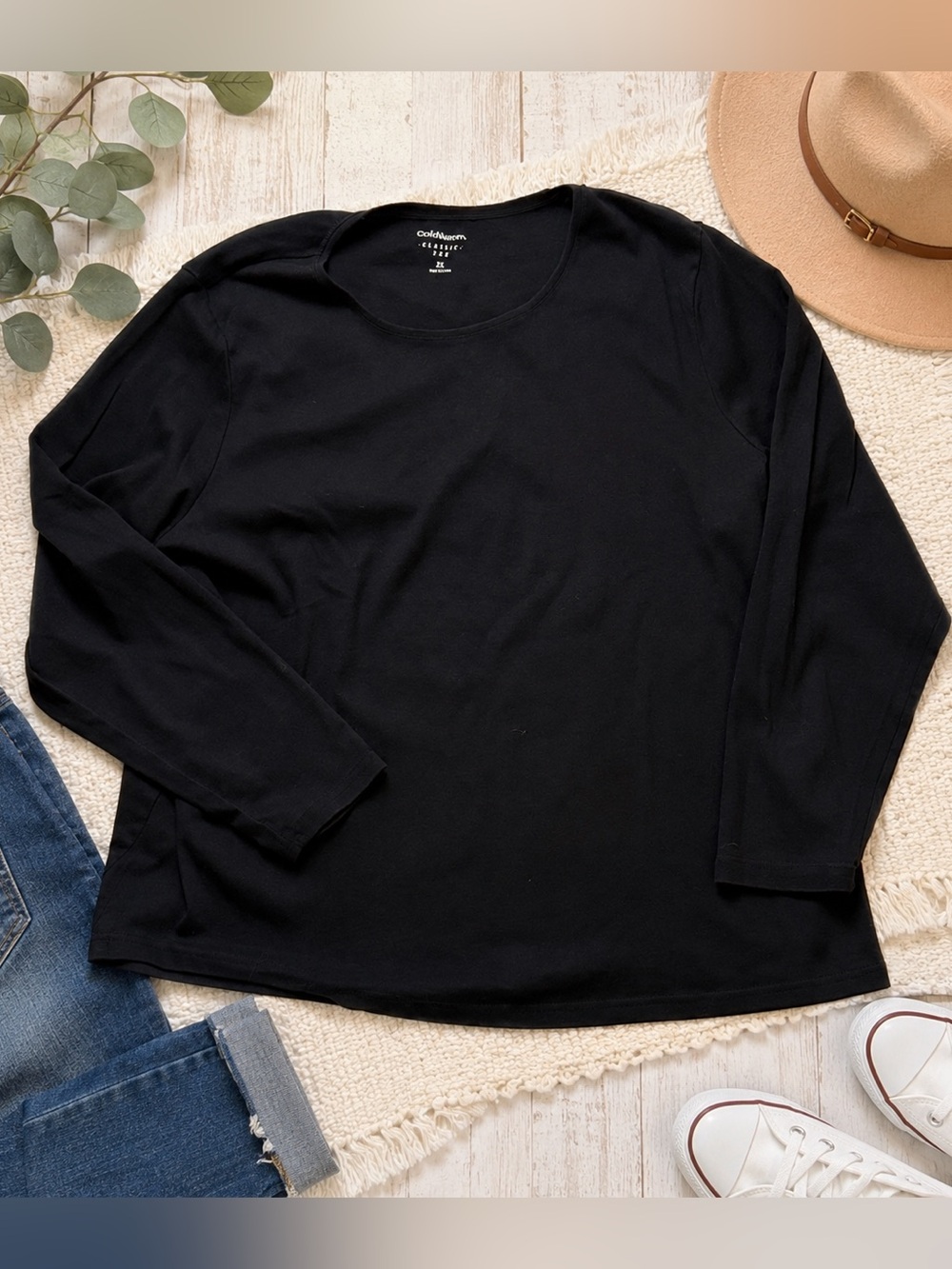 Croft & Barrow Black Long Sleeve Crew Neck Stretch Knit Top Women’s 2X Classic